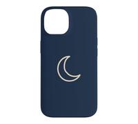 Midnight Navy Blue Hand Drawn Crescent Moon Minimalist Space Case for iPhone 14
