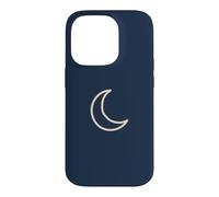 Midnight Navy Blue Hand Drawn Crescent Moon Minimalist Space Case for iPhone 14 Pro