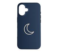 Midnight Navy Blue Hand Drawn Crescent Moon Minimalist Space Case for iPhone 16