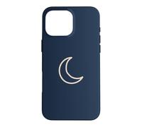 Midnight Navy Blue Hand Drawn Crescent Moon Minimalist Space Case for iPhone 16 Pro Max