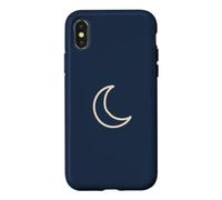 Midnight Navy Blue Hand Drawn Crescent Moon Minimalist Space Case for iPhone X/XS