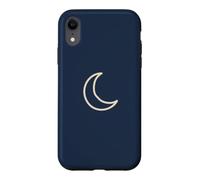 Midnight Navy Blue Hand Drawn Crescent Moon Minimalist Space Case for iPhone XR