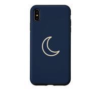 Midnight Navy Blue Hand Drawn Crescent Moon Minimalist Space Case for iPhone XS Max