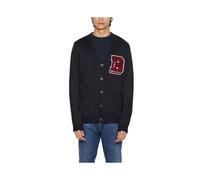 (Midnight Navy, L) BRAVE SOUL Mens Cardigan Long Sleeve Open Front Regular Knitted Warm Button Top