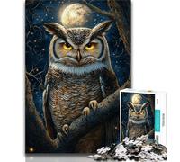 Midnight Owl 1000 Piece Jigsaw Puzzle for Adults And Teenagers,Challenging To Complete But Fun And Humorous Unique Home Decor And Gifts (75x50cm)