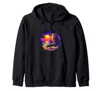 Midnight Owl Tropical Sunset Zip Hoodie