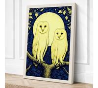 Midnight Owls Japandi Canvas Wall Art Print 24x16 Inch (61 x 41 cm)