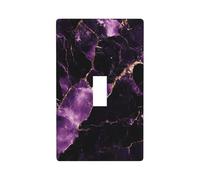Midnight Plum Marble Gold Light Switch Cover Decorative Single Toggle 1 Gang Wall Plate for Kitchen Farmhouse Bedroom Bathroom Art Decor