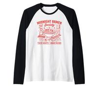 Midnight Ramen Society Tokyo Japan Late Night Noodles Retro Raglan Baseball Tee