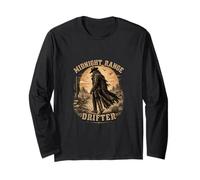 Midnight Range Drifter Western Cowboy Desert Vintage Art Long Sleeve T-Shirt