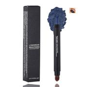 Midnight Sapphire Metallic Shimmer Eyeshadow Stick with Brush - Waterproof Creamy Blue Eye Crayon with Built-In Blender for Long-Lasting Dramatic Looks, Smudgeproof & Intense Pigmentation