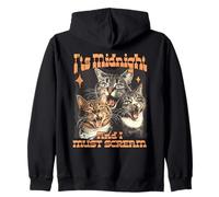 Midnight Screaming Cats Funny Feline Design Zip Hoodie