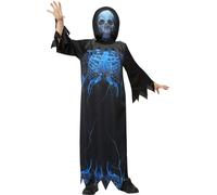 Grim Reaper Costume Kids Halloween Skeleton Dark Ghost Fancy Dress Boys