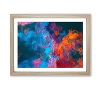 Midnight Smoke In Abstract Modern Art Framed Print | A4 Oak Framed Wall Art | Ready to Hang | Abstract Fantasy Picture | Living Room Bedroom Lounge Office