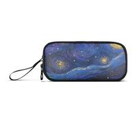 Midnight Starry Sky Stars Sparkling Nylon Large Pencil Bag for Boys Large Capacity Large Pencil Case School Stationery for Middle School Woman