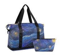 Midnight Starry Sky Stars Sparkling Travel Tote Bag Large Carry On Airport Bag with Toiletry Bag for Business Trips Multifunctional, Midnight Starry Sky Stars Sparkling, 1 size, Midnight Starry Sky