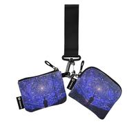 Midnight Starry Sky Stars Sparkling Women's Change Wallet Card Cases Cute Fashion Business Card Holder with Zipper Coin Pocket for Work Travel 2 Pcs tarjeteros para