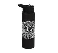 Midnight Stitcher Moon Moth Cross Stitch Folk Art Stainless Steel Insulated Water Bottle