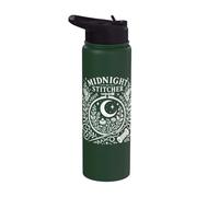 Midnight Stitcher Moon Moth Cross Stitch Folk Art Stainless Steel Insulated Water Bottle