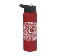 Midnight Stitcher Moon Moth Cross Stitch Folk Art Stainless Steel Insulated Water Bottle