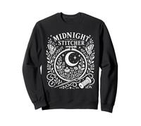 Midnight Stitcher Moon Moth Cross Stitch Folk Art Sweatshirt