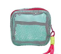 Midnight Suprise Mini Mesh Cosmetic Bag Small Makeup Pouch Travel Toiletry Organizer with Zipper & Wrist Strap, Portable Breathable Net Storage Bag for Purse Makeup Skincare Accessories, Green, Morden