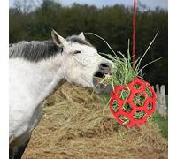 Midnight Suprise Red Horse Hay Feeder Ball - Hanging Treat Toy for Horses, Durable Stretchable TPR Slow Feeder Ball for Stable & Pasture Entertainment