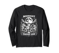 Midnight Swamp Jam Frog Banjo Band Funny Bluegrass Frogs Long Sleeve T-Shirt
