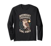 Midnight Thoughts Owl Vibes Retro Sunset Long Sleeve T-Shirt