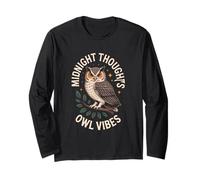 Midnight Thoughts Owl Vibes Retro Sunset Long Sleeve T-Shirt