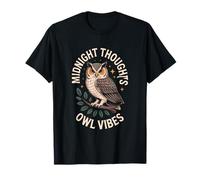 Midnight Thoughts Owl Vibes Retro Sunset T-Shirt