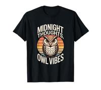 Midnight Thoughts Owl Vibes Retro Sunset T-Shirt