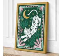 Midnight Tiger Oracle Art Canvas Wall Art Print 36x24 Inch (91 x 61 cm)