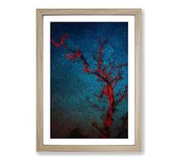 Midnight Tree in Abstract Framed Print | A2 Oak Framed Wall Art | Ready to Hang | Abstract Floral Picture | Living Room Bedroom Lounge Office