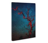 Midnight Tree In Abstract Modern Canvas Wall Art Print Ready to Hang, Framed Picture for Living Room Bedroom Home Office Décor, 24x16 Inch (60x40 cm)