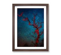 Midnight Tree In Abstract Modern Framed Print | A2 Walnut Framed Wall Art | Ready to Hang | Abstract Floral Picture | Living Room Bedroom Lounge Office