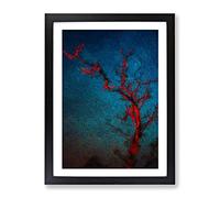 Midnight Tree In Abstract Modern Framed Print | A3 Black Framed Wall Art | Ready to Hang | Abstract Floral Picture | Living Room Bedroom Lounge Office