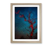 Midnight Tree In Abstract Modern Framed Print | A4 Oak Framed Wall Art | Ready to Hang | Abstract Floral Picture | Living Room Bedroom Lounge Office