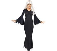 Smiffy's Adult Costume Midnight Vamp – Black with Gown – Size S