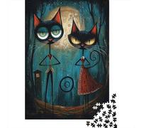 Midnight Whiskers Steampunk Cat Duo 1000 Piece Jigsaw, 38x26cm/1000pcs