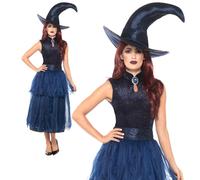 Midnight Witch Costume Deluxe Halloween Ladies Fancy Dress New