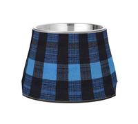 Midnightblue Buffalo Plaid Check Tartan Scotland Pets Food Bowl Enhanced Stainless Steel Pets Water Bowls for Loving Pet Whisker Friendly