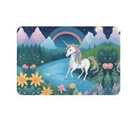 MidnightUnicorn 16x24 Halloween Washable Polyester Door Mat Fall Rug | 16x24in washable polyester door mat, non-slip dot plastic backing, machine washable, indoor outdoor fall decor