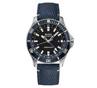 MIDO Ocean Star GMT - Swiss Automatic Watch for Men - 44mm Stainless Steel Case with Rotating Bezel, Black on Blue Fabric, Diving Watch