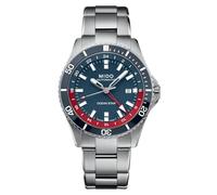 MIDO Ocean Star GMT - Swiss Automatic Watch for Men - 44mm Stainless Steel Case with Rotating Bezel, Blue & Red on Stainless Steel, Diving Watch