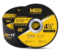 MIDO Professional Abrasive 115 mm Cutting Disc 60-Piece Metal Fast Cutting Ultra Thin 1 mm Cutting Discs Stainless Steel Cut Off Wheel for Angle Grinder