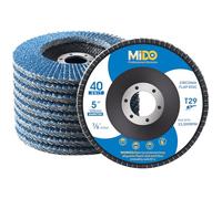 MIDO Professional Abrasive Flap Discs 125mm 10 PCS 40 Grit Abrasive Flap Disc Type 29 Grinding Discs Sanding Discs for Angle Grinder to Sanding Grinding Metal Wood