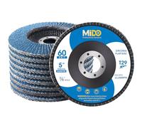 MIDO Professional Abrasive Flap Discs 125mm 10 PCS 60 Grit Abrasive Flap Disc Type 29 Grinding Discs Sanding Discs for Angle Grinder to Sanding Grinding Metal Wood