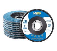 MIDO Professional Abrasive Flap Discs 125mm 10 PCS 80 Grit Abrasive Flap Disc Type 29 Grinding Discs Sanding Discs for Angle Grinder to Sanding Grinding Metal Wood