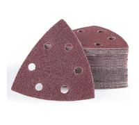 MIDO Professional Abrasive Mouse Sander Pads 60 PCS 93 mm Detail Sander Sandpaper 6 Holes Triangle Hook and Loop Sanding Disc Assorted 60/120/180/240/320/400 Grits